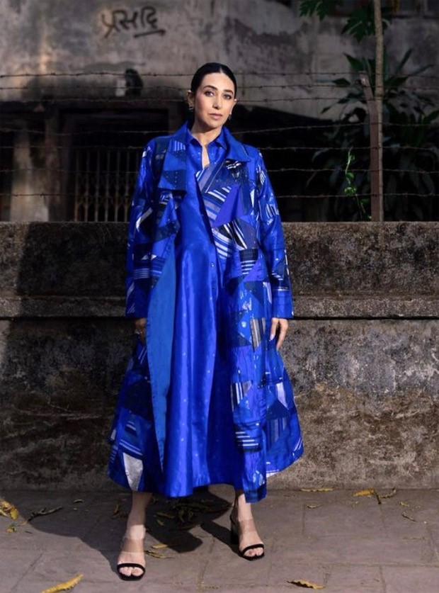 karishma kapoor blue dress Actress Karishma Kapoor ( @therealkarismakapoor ) looks ethereal in our handwoven engineered upcycled blue coat from THE SKY IS MINE VOL II styling : @eshaamiin1 hmu : @angelinajoseph image : @thetiltedlens #