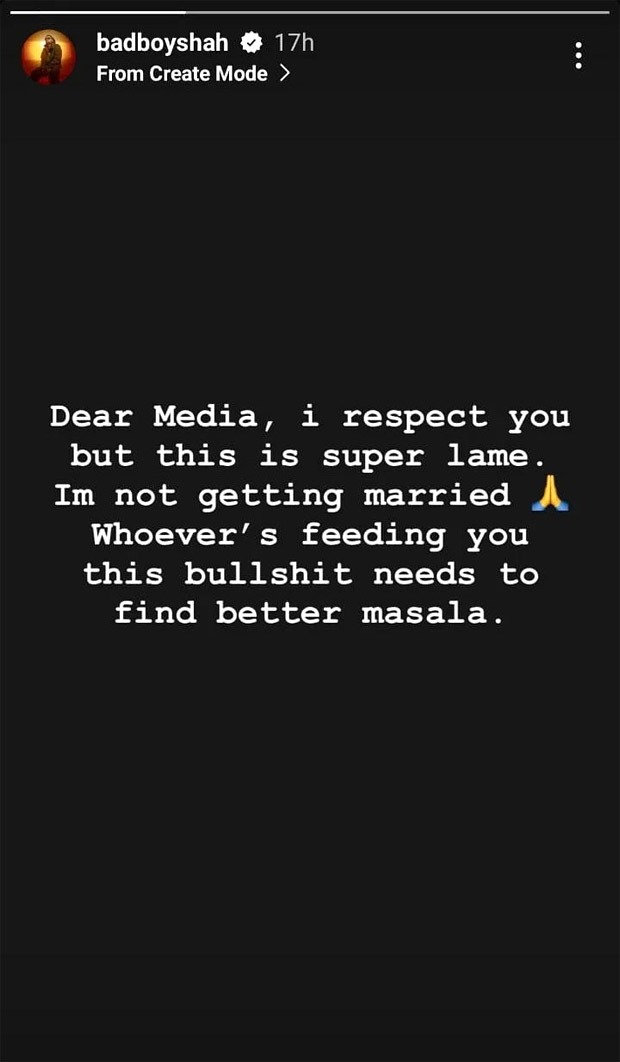 Badshah REACTS to wedding rumours with Punjabi actress Isha Rikhi: “Find better masala”