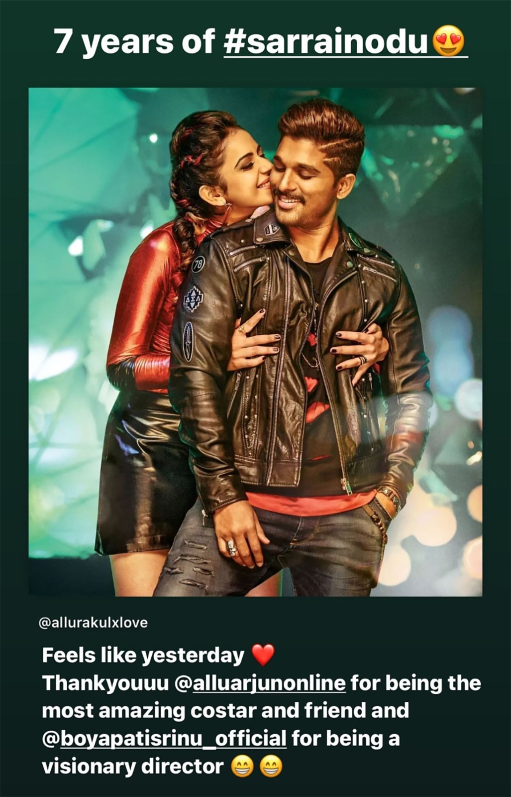 Allu Arjun starrer Sarrainodu clocks 7; leading lady Rakul Preet Singh  says, “Feels like yesterday” : Bollywood News - Bollywood Hungama