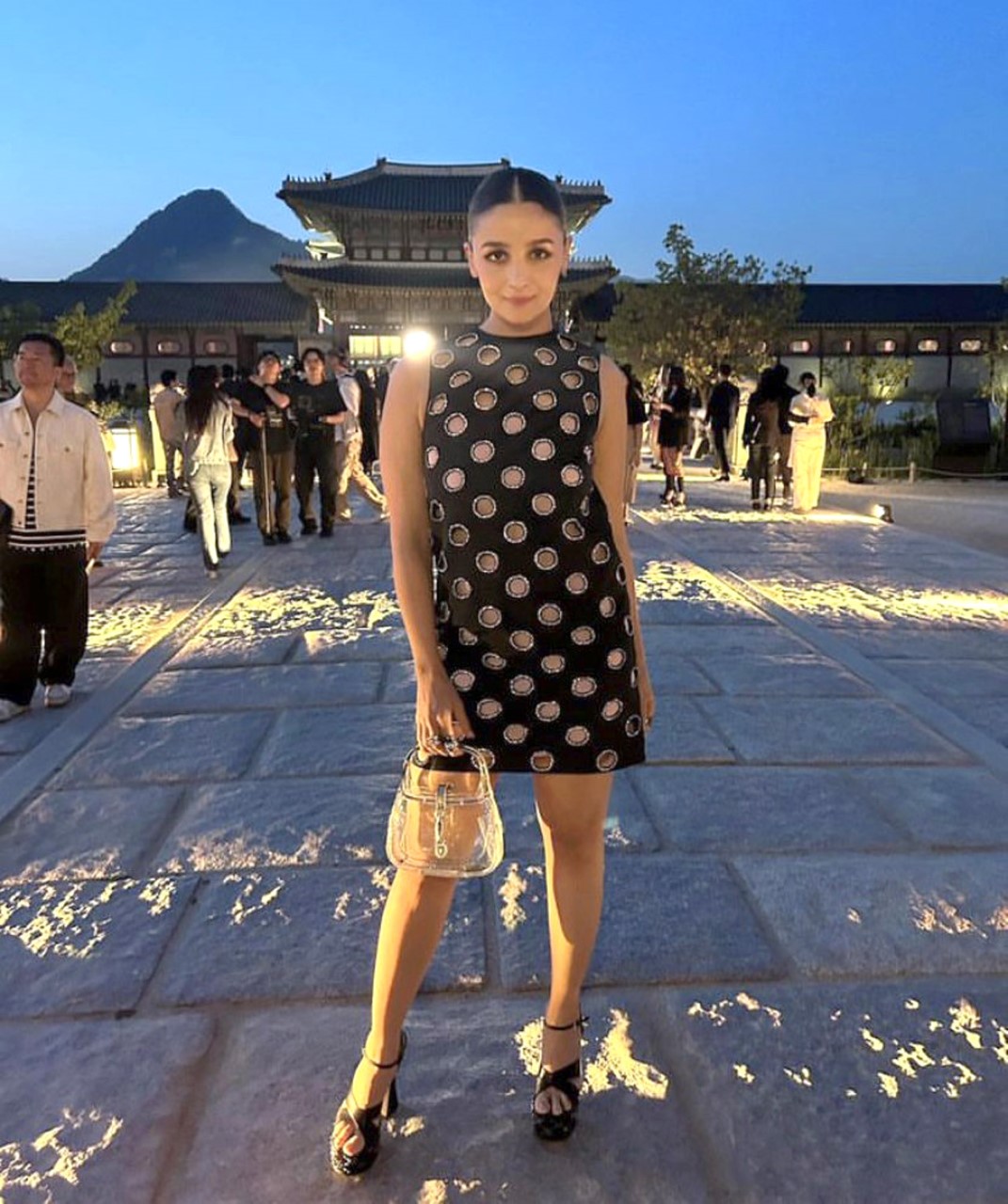 Alia Bhatt is a sight to behold in little black dress sky high heels and clear handbag at the Gucci Cruise 24 show in Seoul 1
