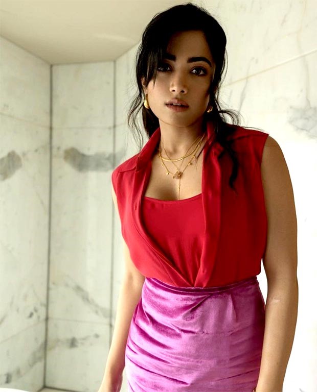 rashmika mandanna red dress Devnaagri