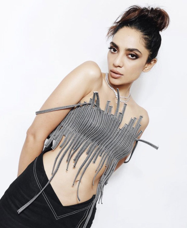 Sobhita Dhulipala is setting new benchmarks for red-carpet style in grey fringe denim bralette and the drop waist black denim skirt