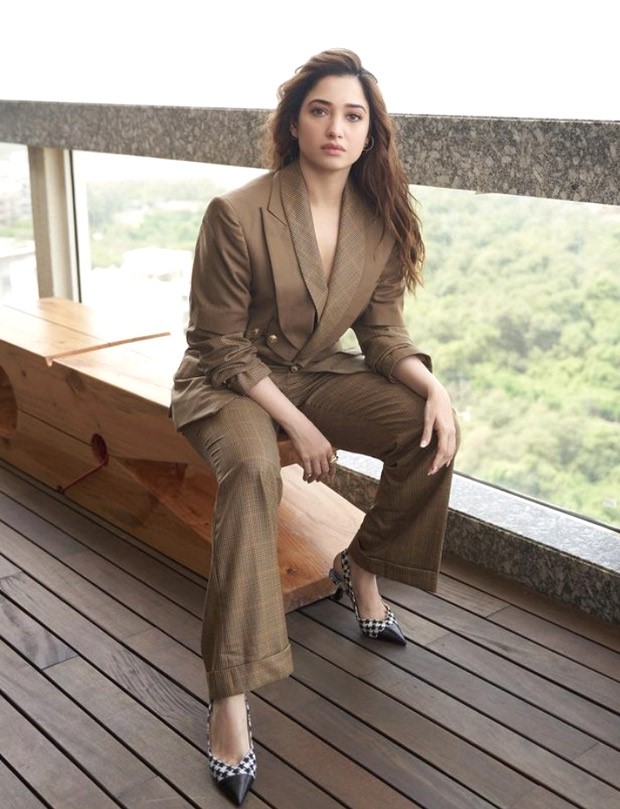Tamannaah Bhatia is making chic power moves in brown pantsuit for Aakhri Sach promotions : Bollywood News - Bollywood Hungama