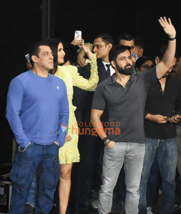 Photos: Tiger 3 stars Salman Khan, Katrina Kaif and Emraan Hashmi snapped at a fan meet and greet event
