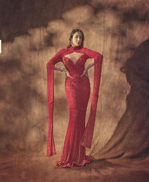 malaika red dress Malaika Arora looks effortlessly glamourous in a red beaded gown