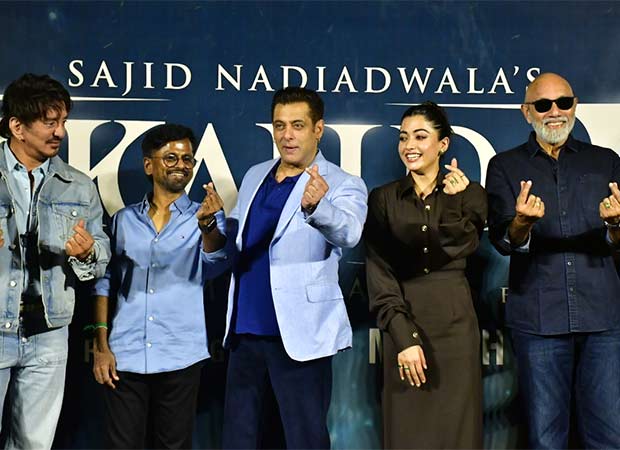 Salman Khan and Rashmika Mandanna do the Korean heart pose at Sikandar trailer launch