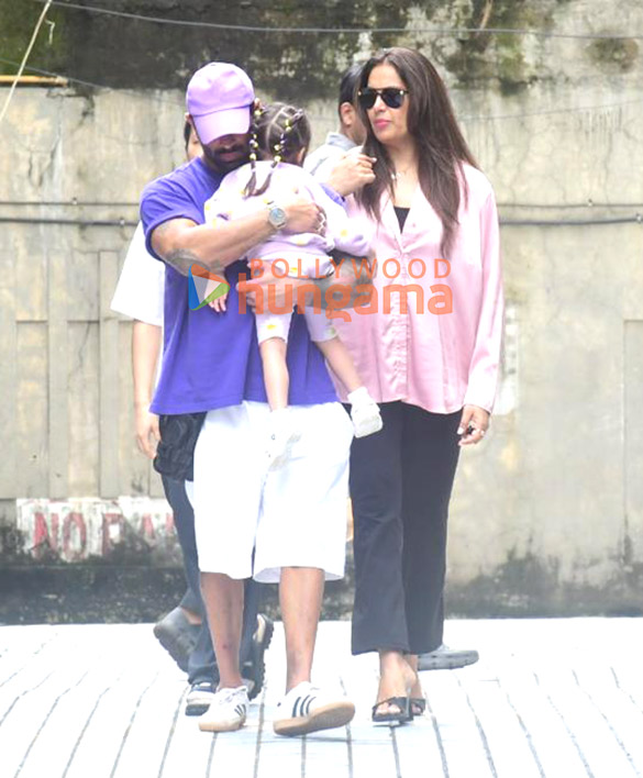 Photos: Bipasha Basu with husband spotted outside play group in Bandra