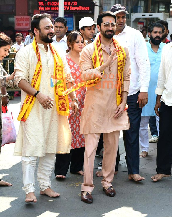 Photos: Ayushmann Khurrana, Amar Kaushik seek blessings at Siddhivinayak Temple after release of Thamma
