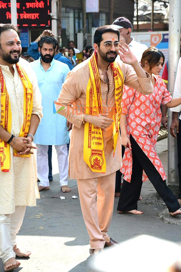 Photos: Ayushmann Khurrana, Amar Kaushik seek blessings at Siddhivinayak Temple after release of Thamma