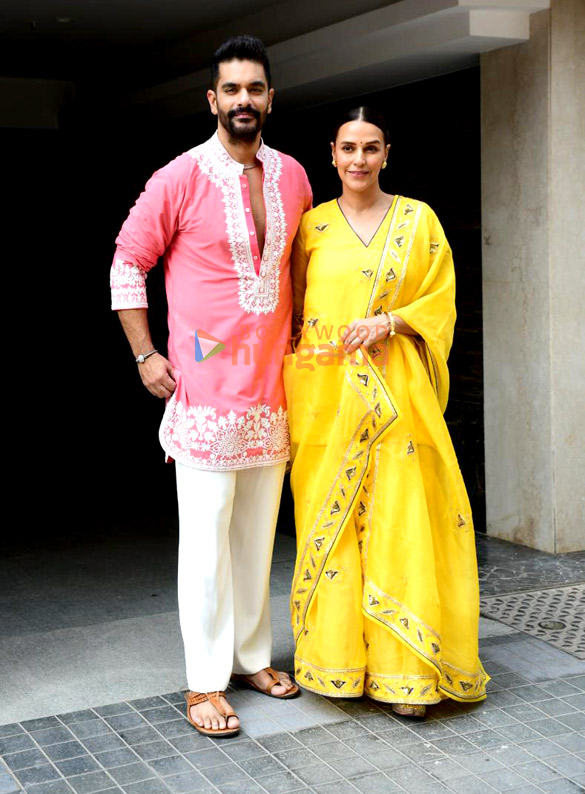 Photos: Neha Dhupia and Angad Bedi celebrate Diwali with media