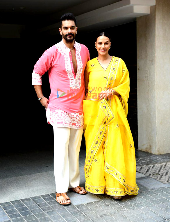 Photos: Neha Dhupia and Angad Bedi celebrate Diwali with media