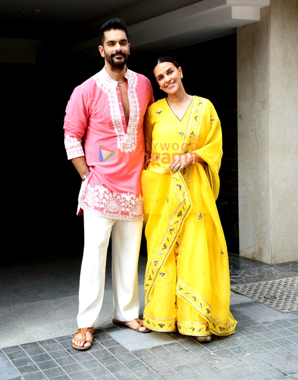 Photos: Neha Dhupia and Angad Bedi celebrate Diwali with media